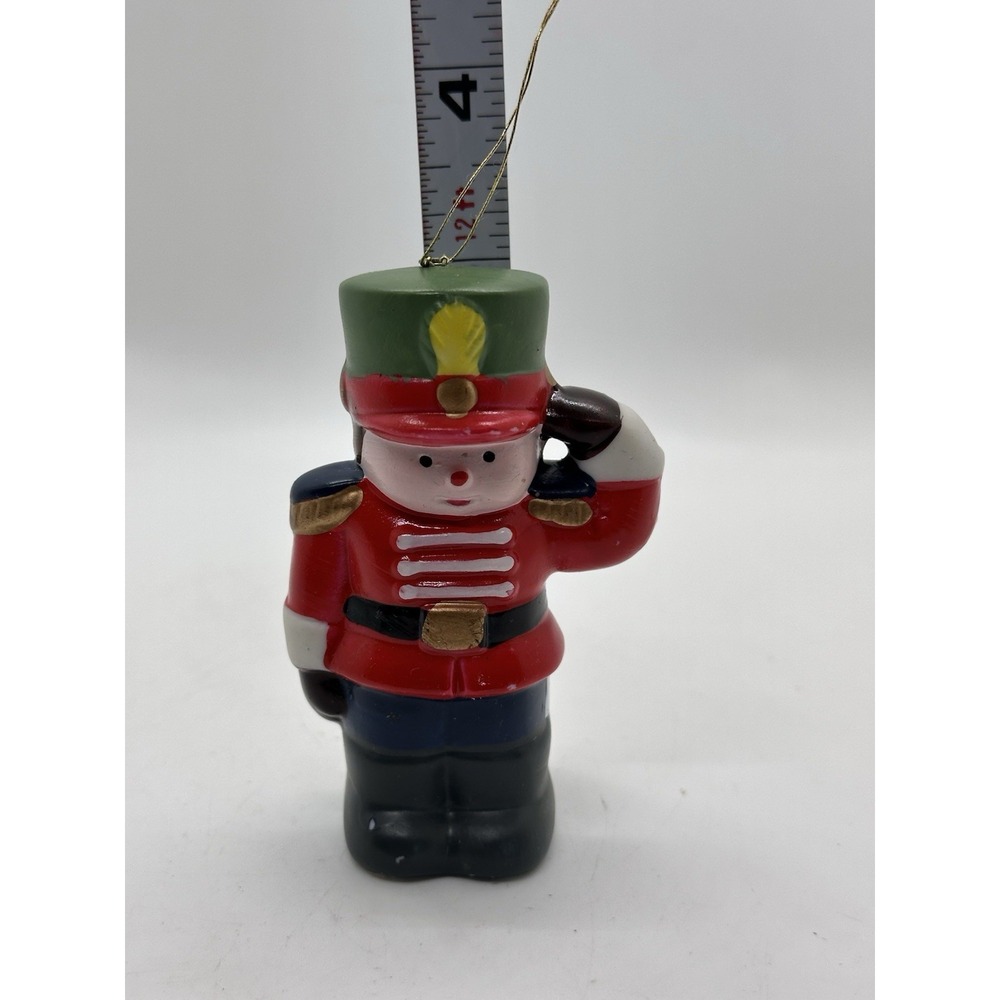 Vintage Christmas Soldier Toy Ornament Hand Painted Hanging Decor